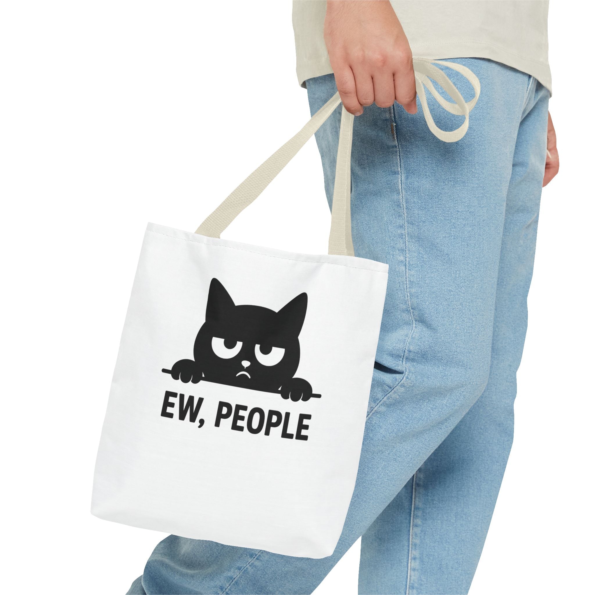 Black Cat Tote Bag - "Ew, People"