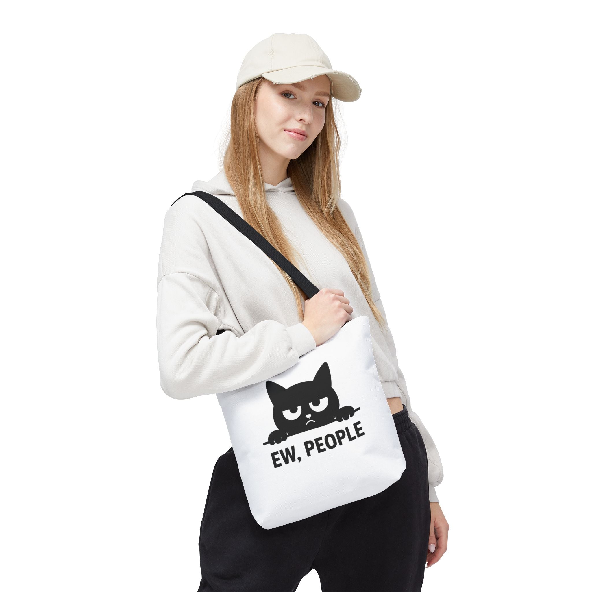 Black Cat Tote Bag - "Ew, People"