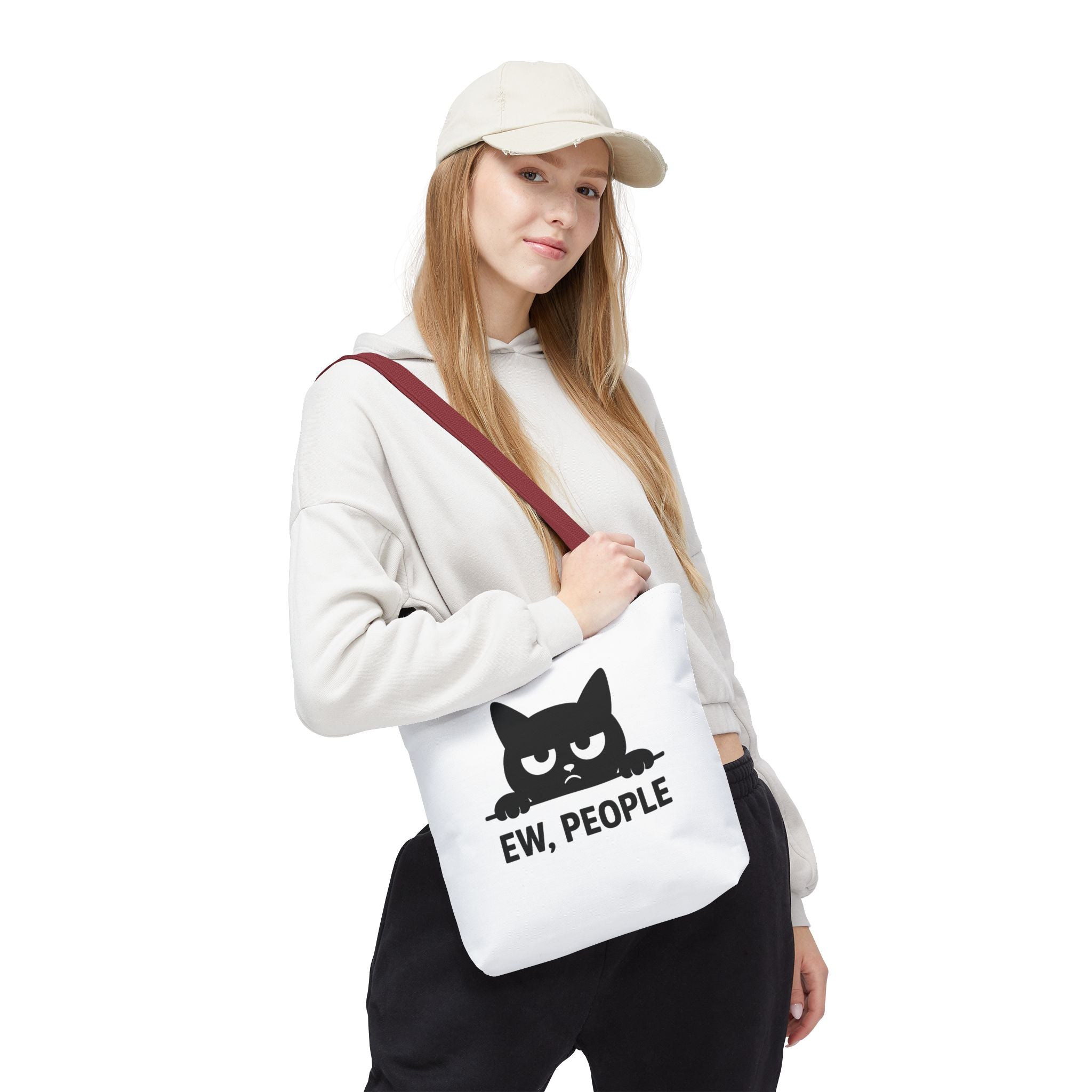 Black Cat Tote Bag - "Ew, People"