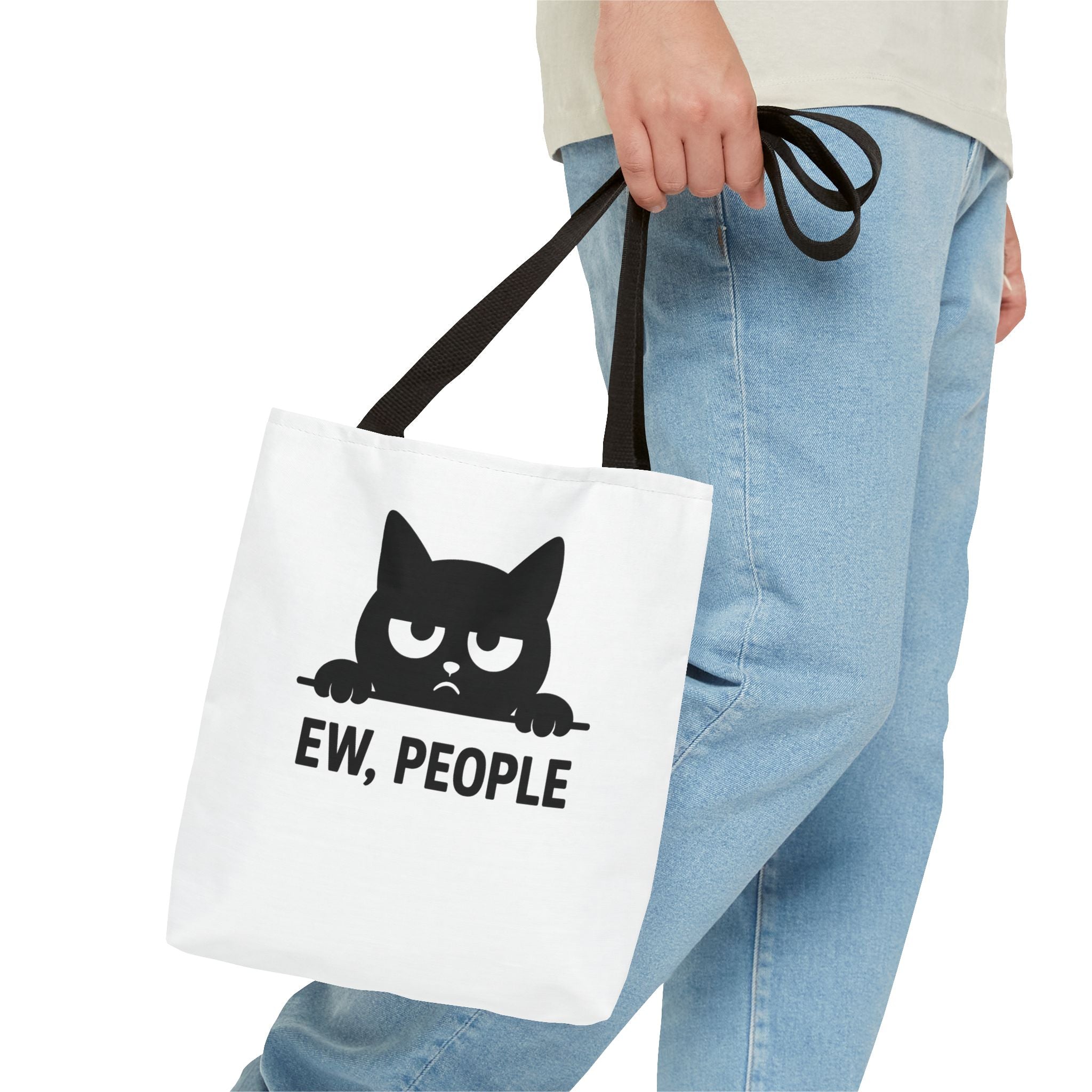 Black Cat Tote Bag - "Ew, People"