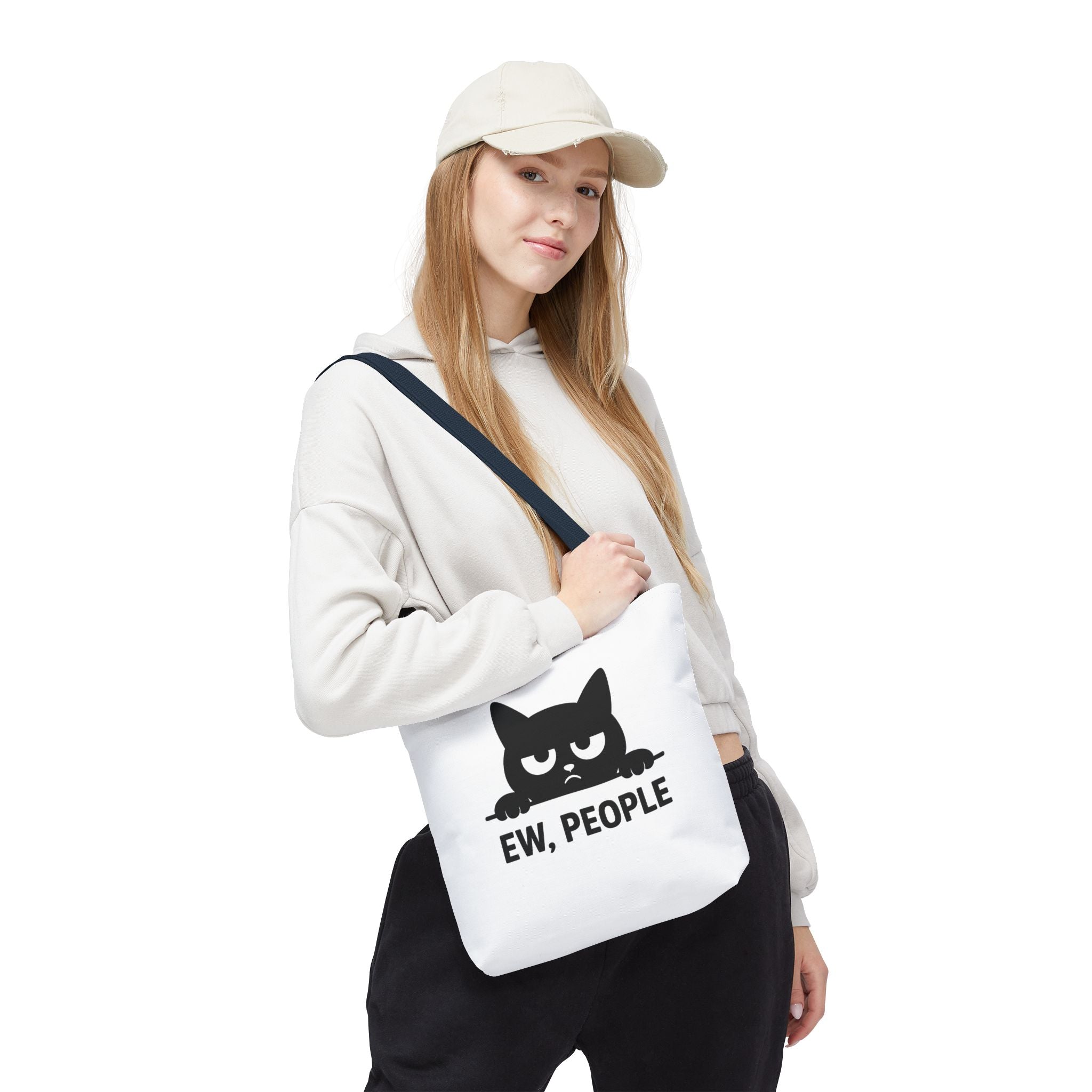 Black Cat Tote Bag - "Ew, People"