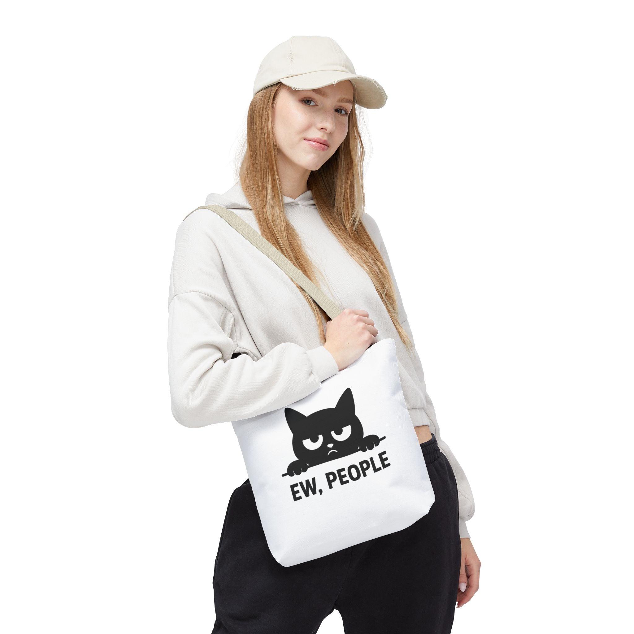 Black Cat Tote Bag - "Ew, People"